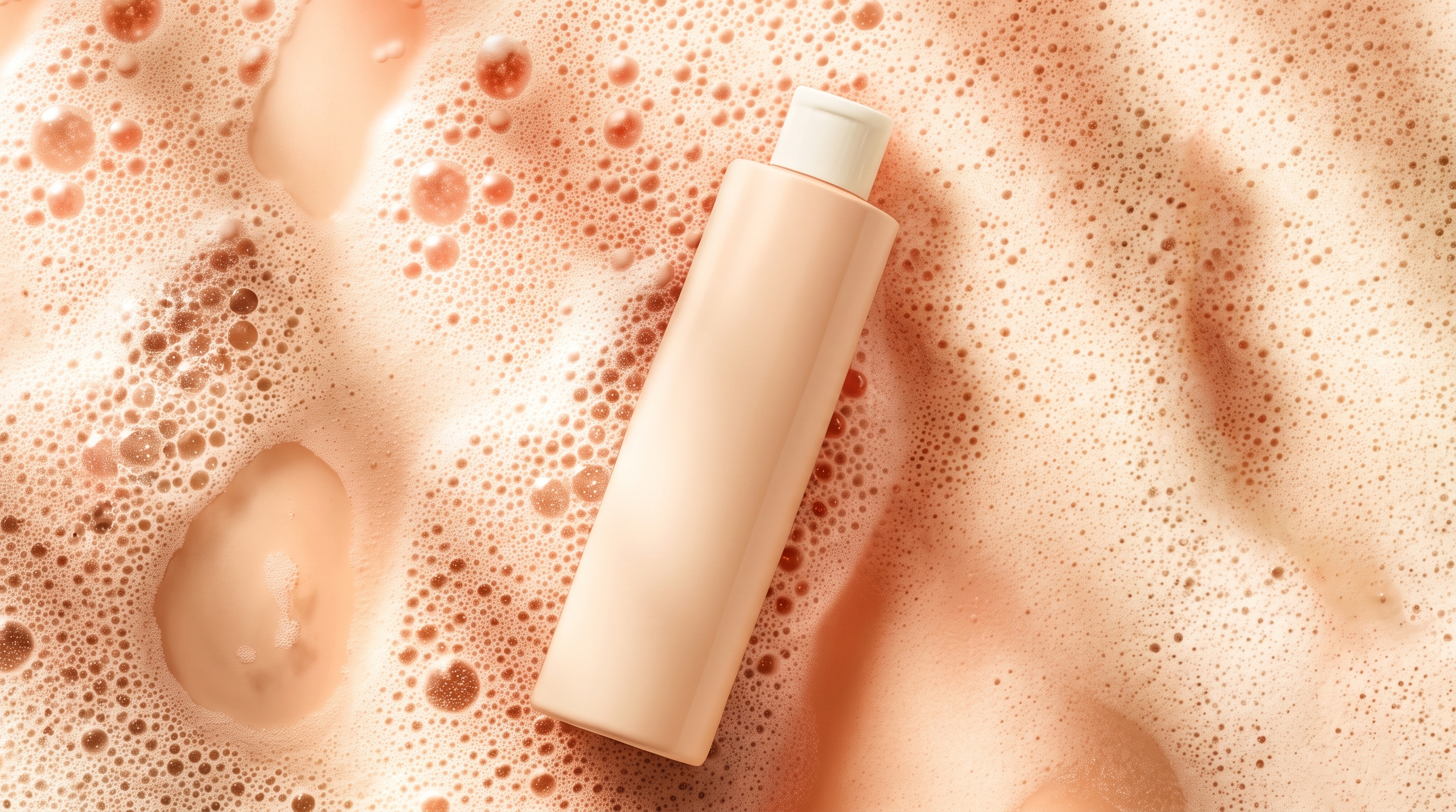 Haircare bottle surrounded by soft foam